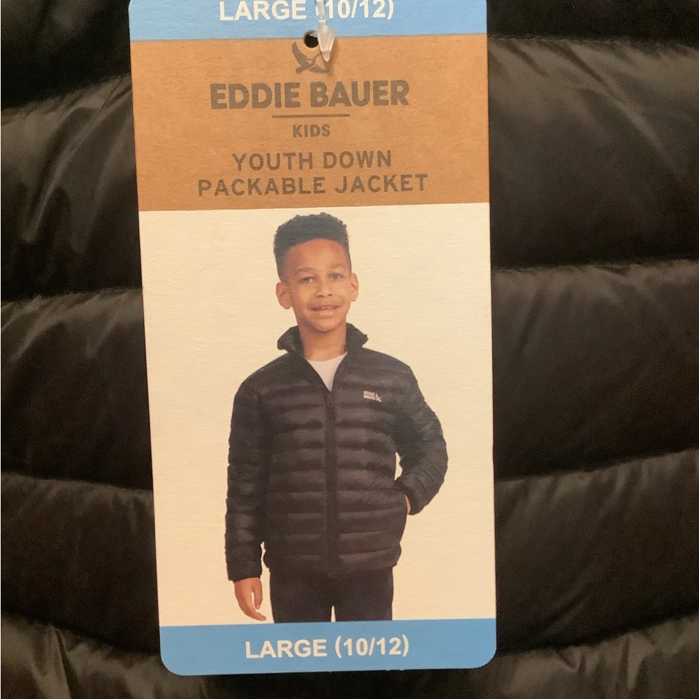 Eddie Bauer Boys’ L Black Puffer Jacket with Quilted Design - Picture 6 of 11